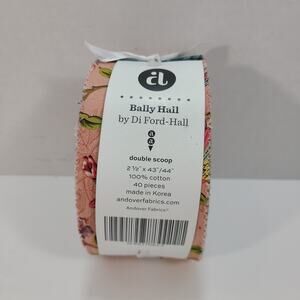 Bally Hall Double Scoop Andover Fabric Jelly Roll 100% Cotton Pink Green 40 2.5"